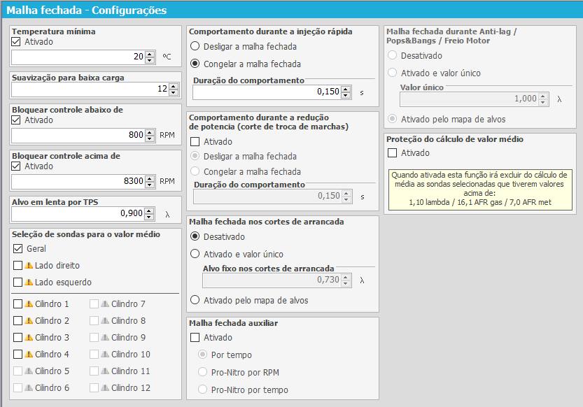 Configurações da Malha Fechada no FT Manager